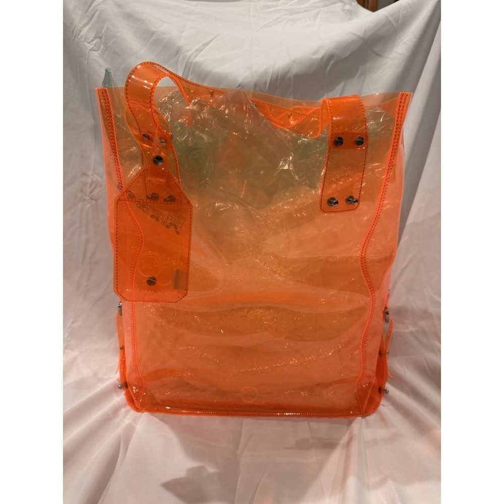Alexander McQueen Neon Orange Clear PVC Large Tote Bag Silver Hardware